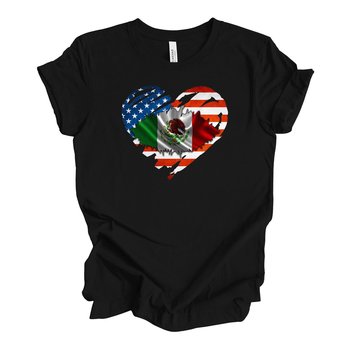 Mexican American Heart Graphic T-Shirt – USA & Mexico Flag Tee